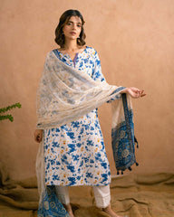Ayla Studio Lime White-Dupatta