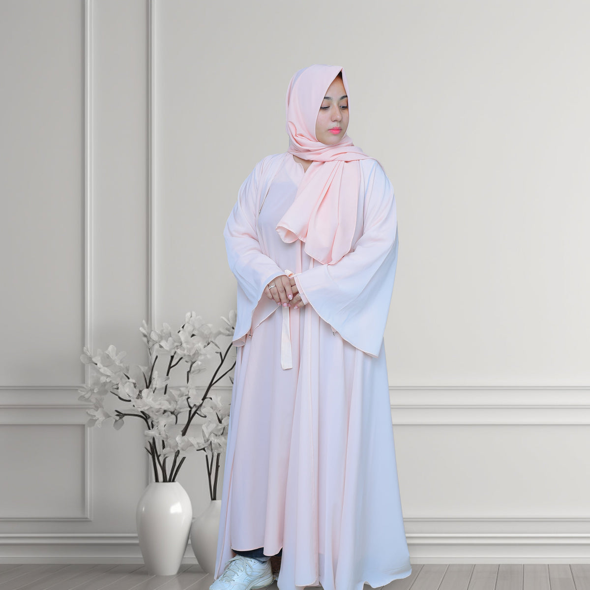 Bustangi Dual Elegance Pink Abaya