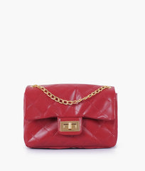 RTW Creation - Maroon quilted mini bag with chain