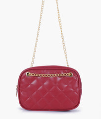 RTW Creation - Maroon quilted rectangle cross-body bag