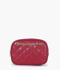 RTW Creation - Maroon quilted rectangle cross-body bag