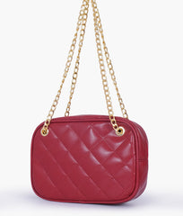 RTW Creation - Maroon quilted rectangle cross-body bag