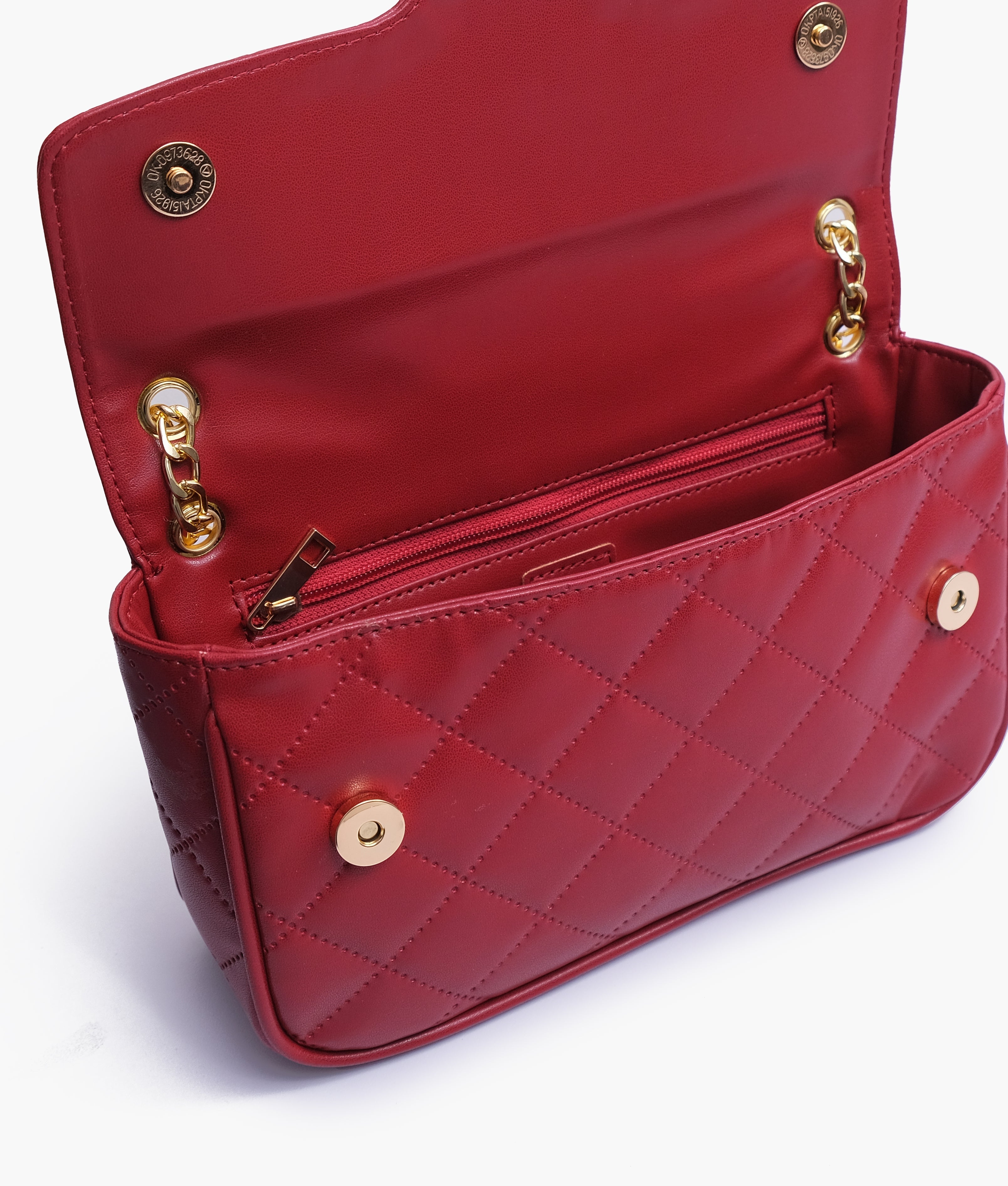 RTW Creation - Maroon quilted small shoulder bag with chain