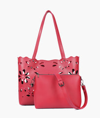 RTW Creation - Maroon two-piece floral tote