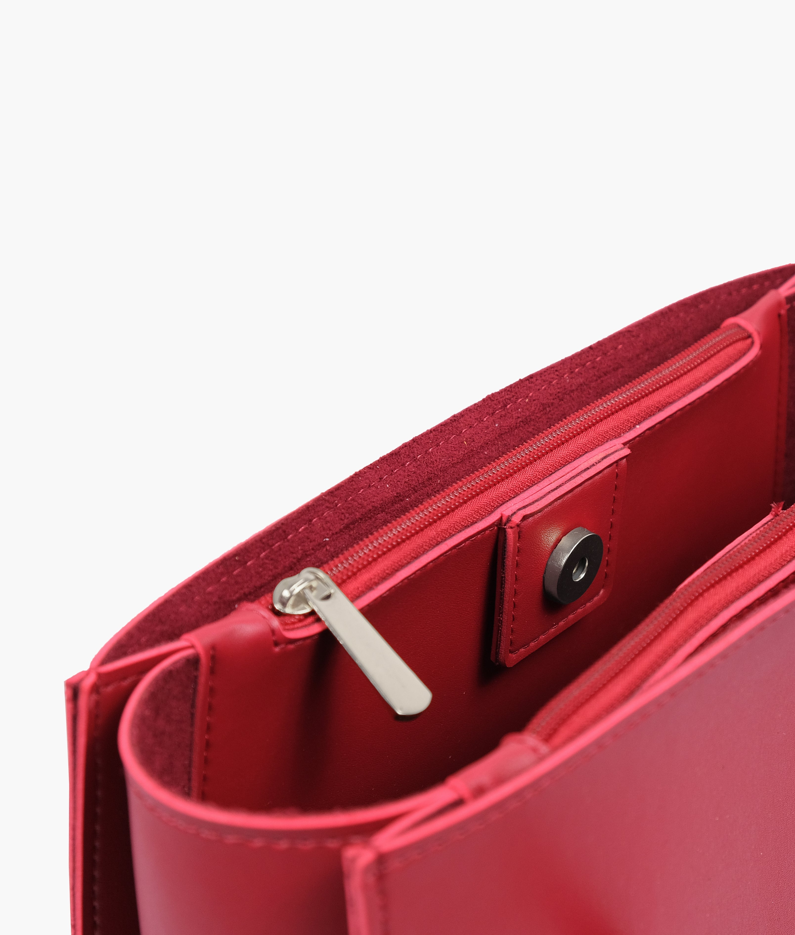 RTW Creation - Maroon zipper shoulder bag with long handle