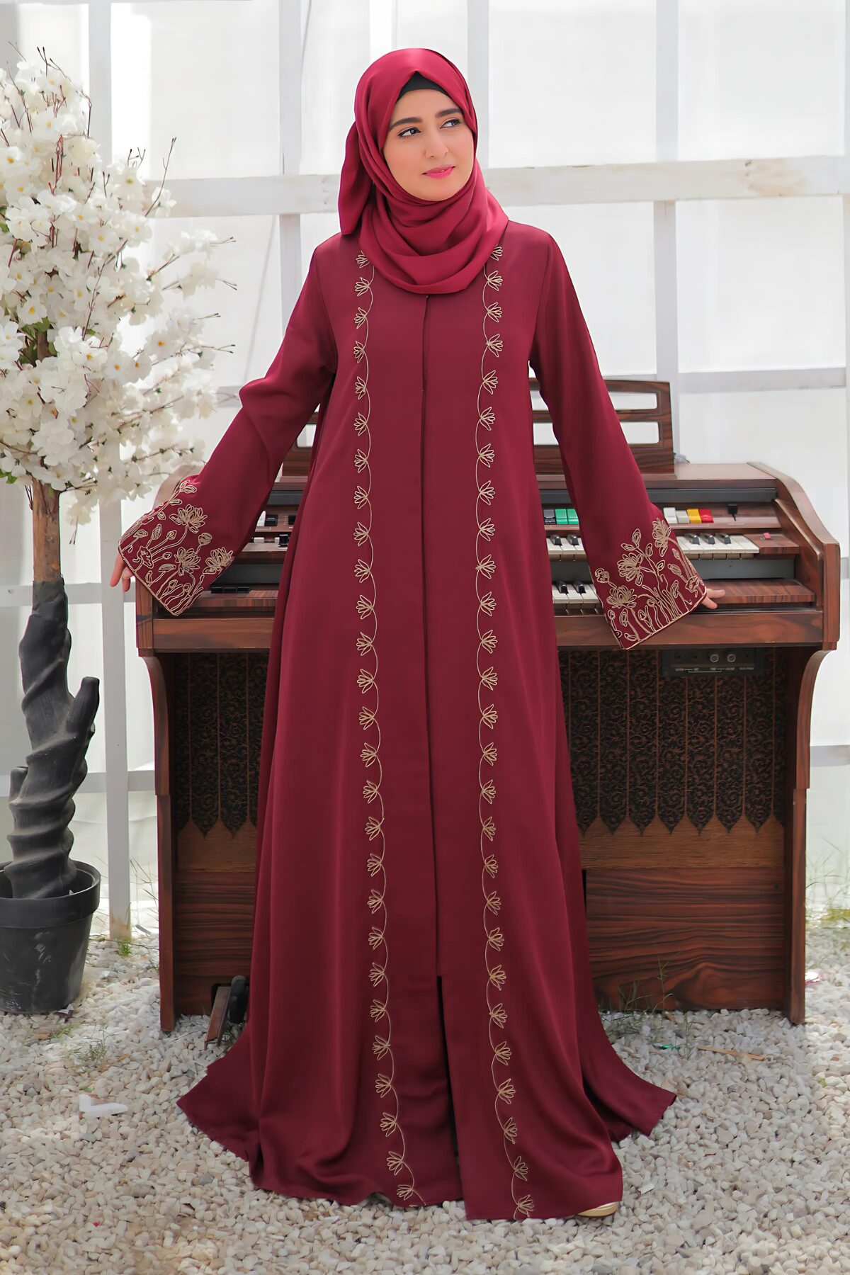 TGM Abaya Collection-Deep Carmine