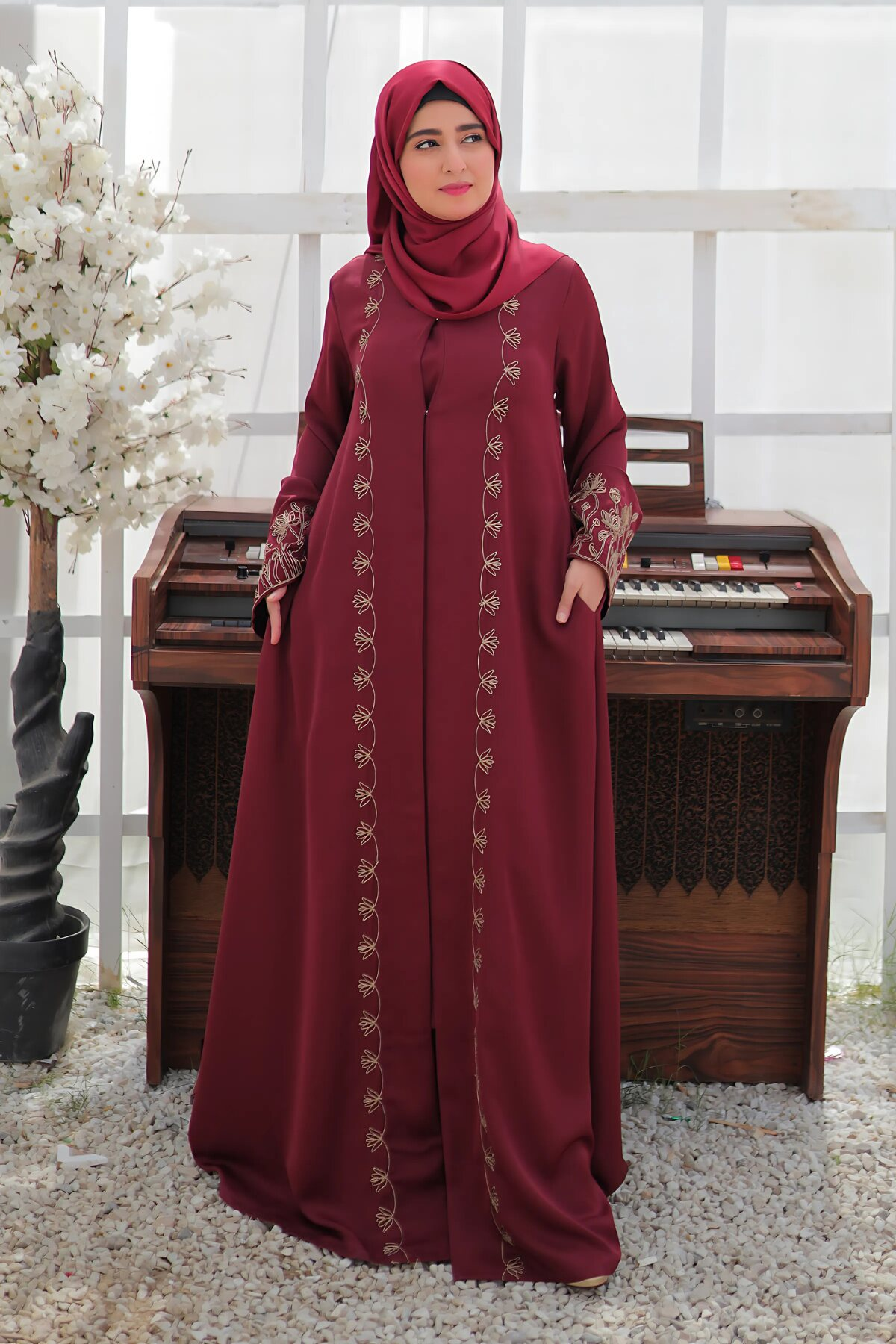 TGM Abaya Collection-Deep Carmine