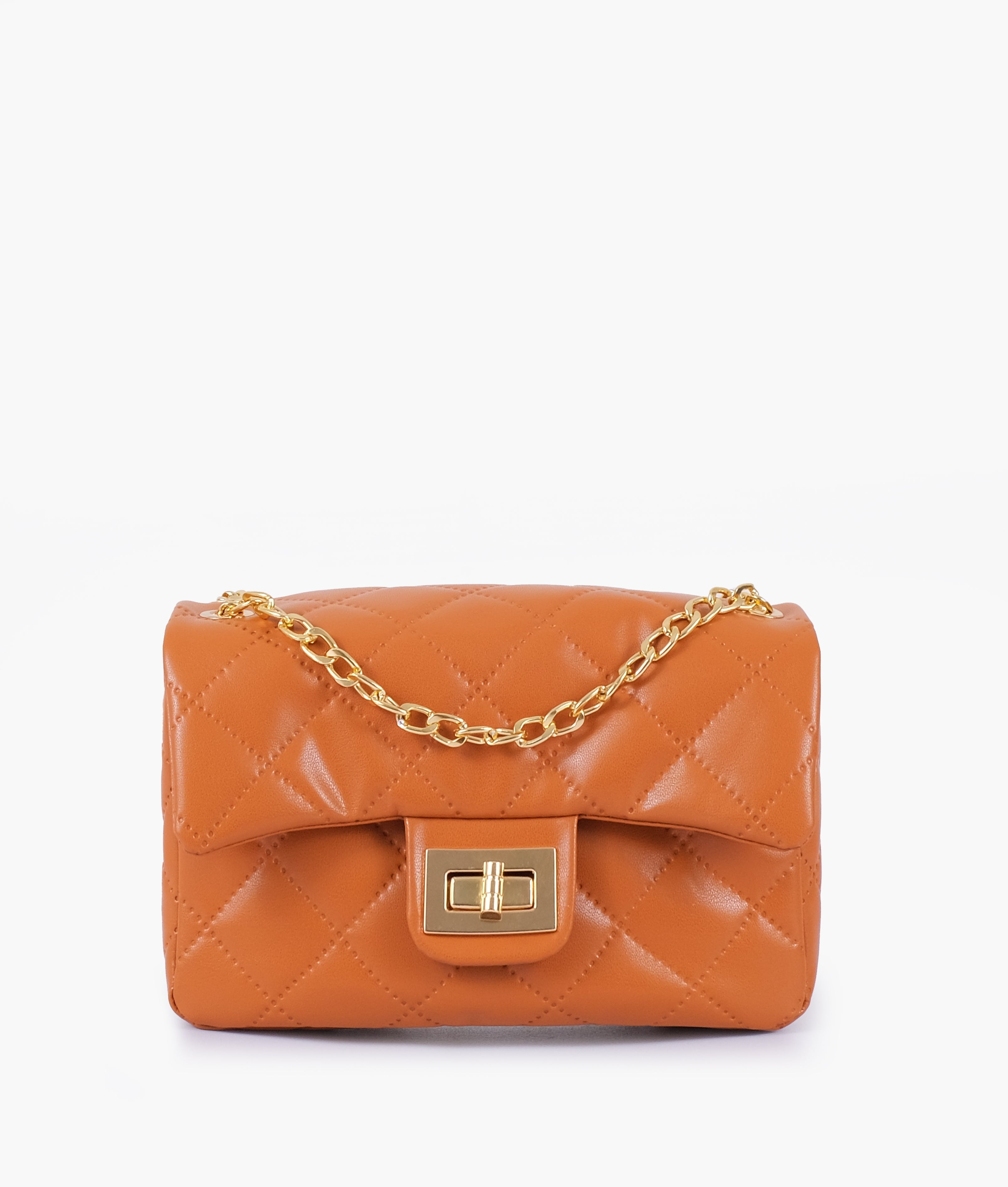 RTW Creation - Mustard quilted mini bag with chain