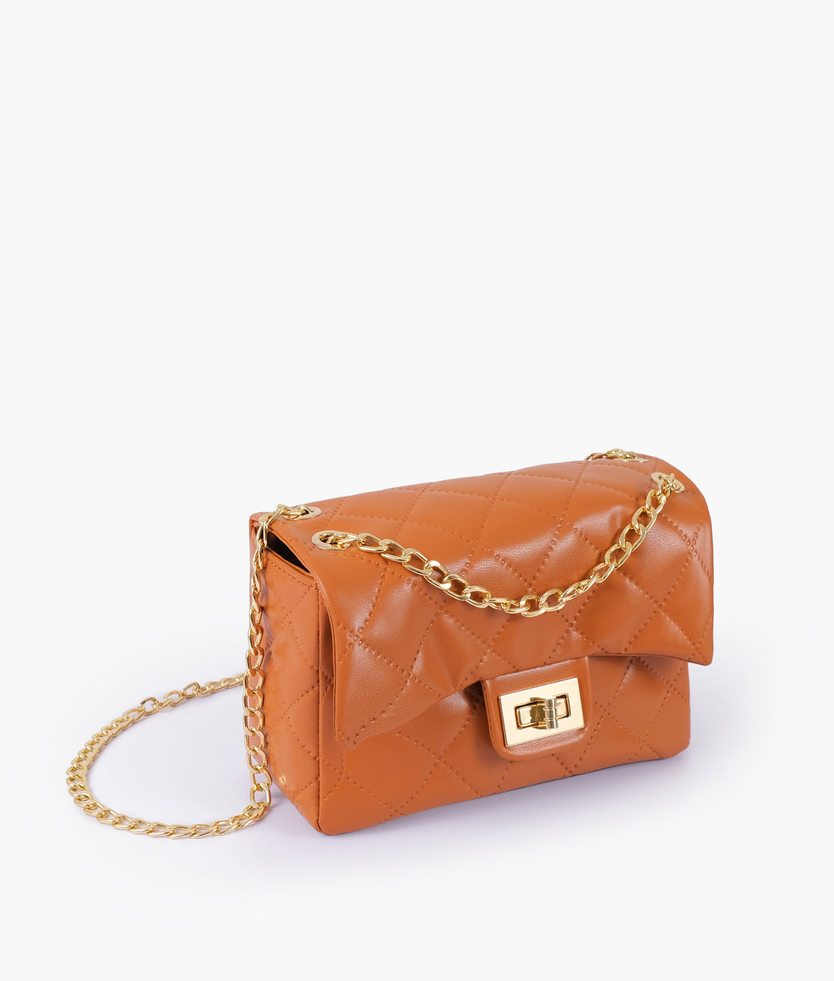 RTW Creation - Mustard quilted mini bag with chain