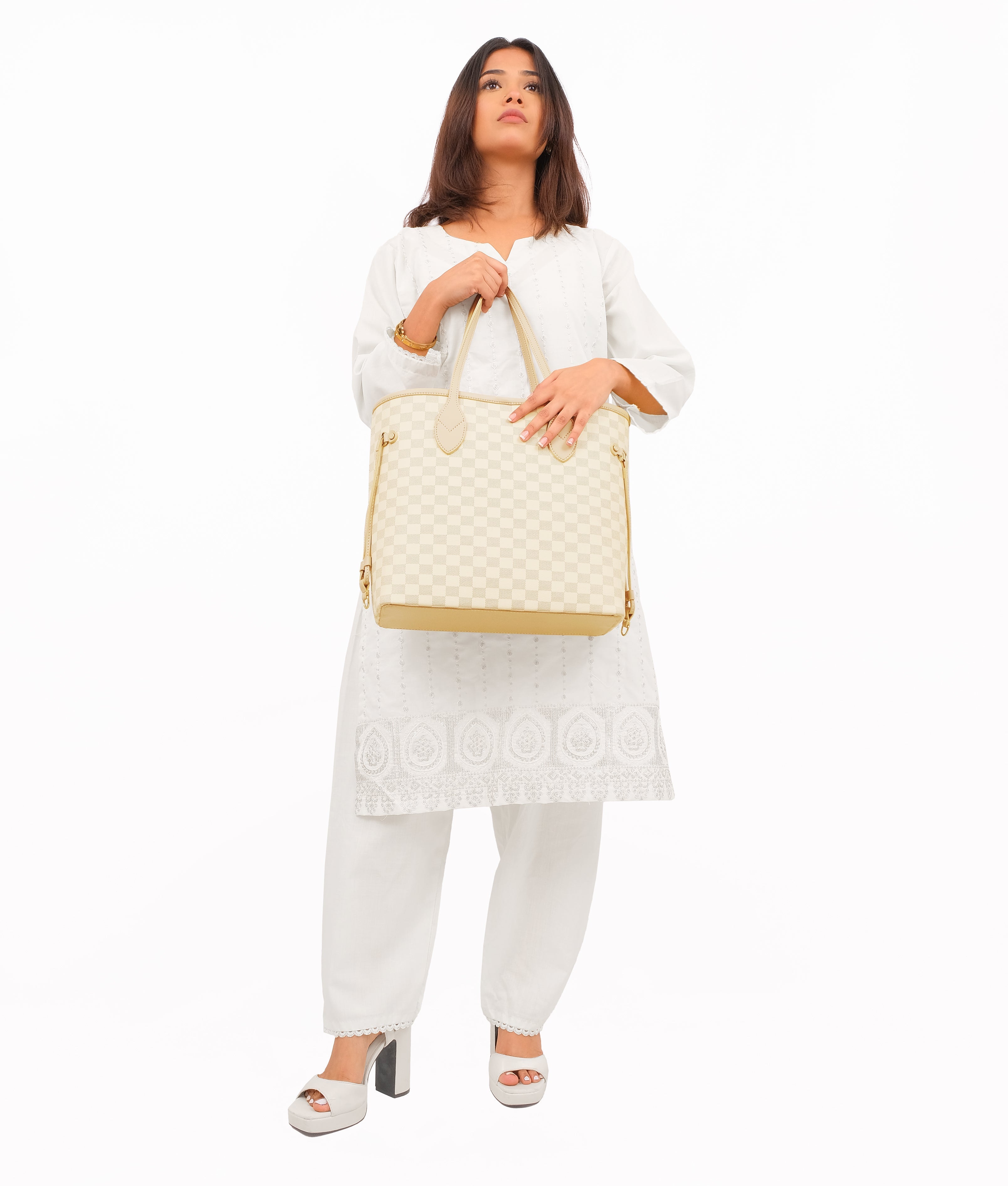 RTW Creation - Off-white checkered neverfull tote bag