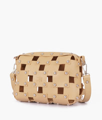 RTW Creation - Off-white rivet cross-body bag