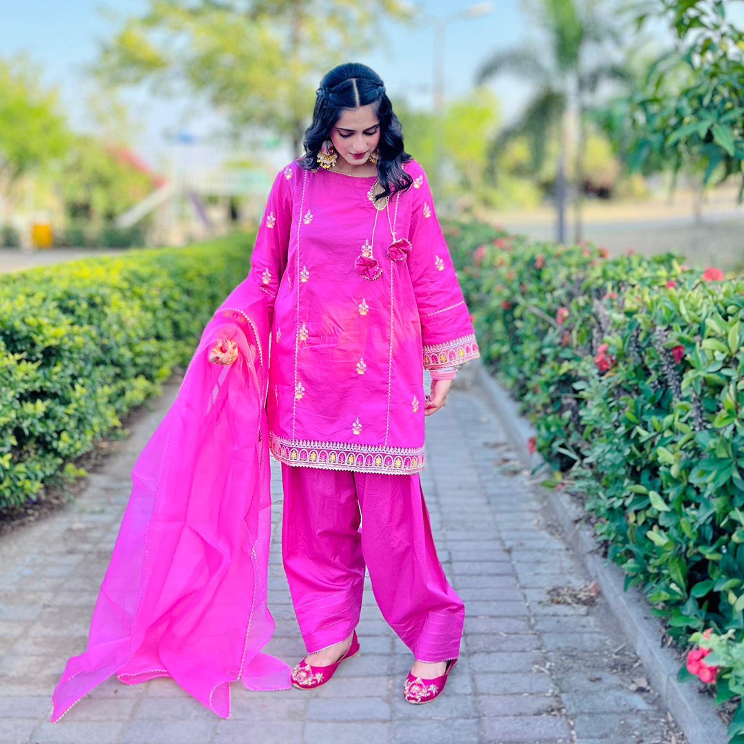 Urban Cut Stitched 3 Piece Cotton Emroidered Set with  Salwar