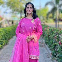 Urban Cut Stitched 3 Piece Cotton Emroidered Set with  Salwar