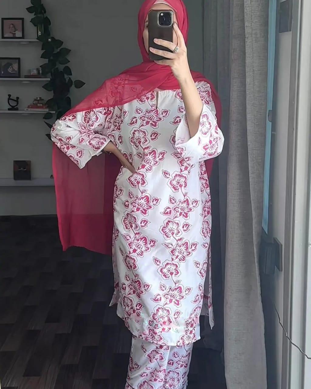 Zaib E Hoor KESARIYA Floral Print 2Pcs Stitched Suit