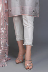 Zaaviay Stitched Silver Maysuri Pants With Fray