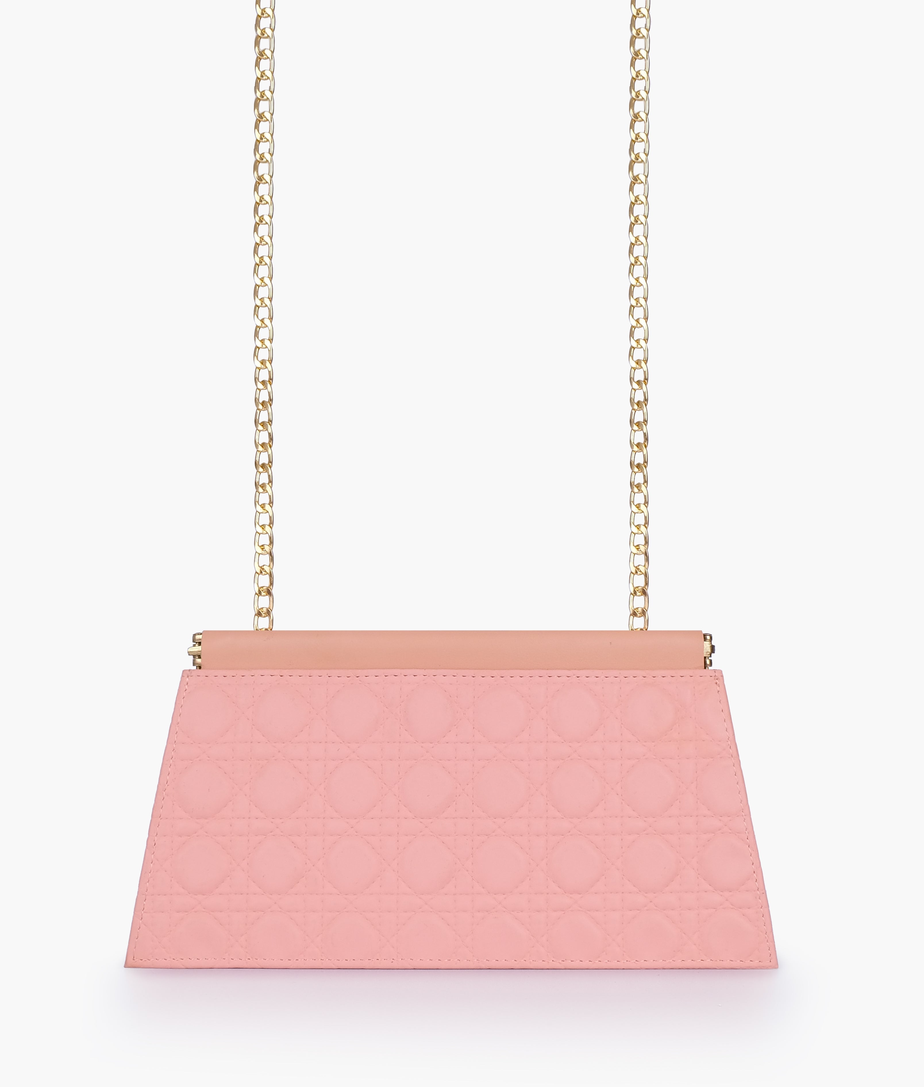 RTW Creation - Peach quilted evening clutch with snap closure