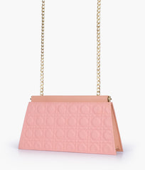 RTW Creation - Peach quilted evening clutch with snap closure