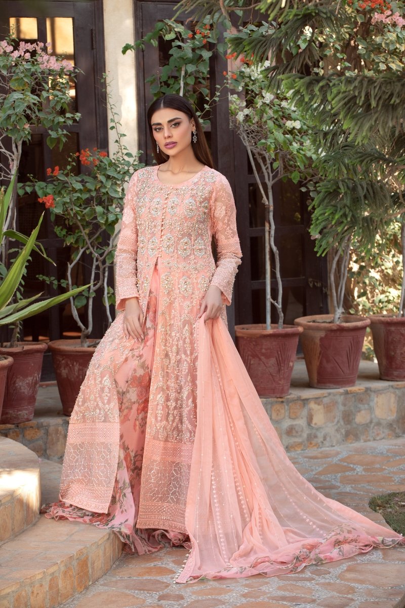 Manahils Stitched Formals K-175-Peachy Blossom
