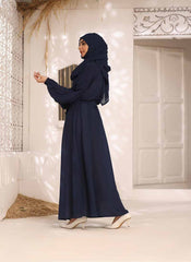 Hijab Ul Hareem Royal Blue Double Georgette Double Brest Style Abaya - 0122-R-261