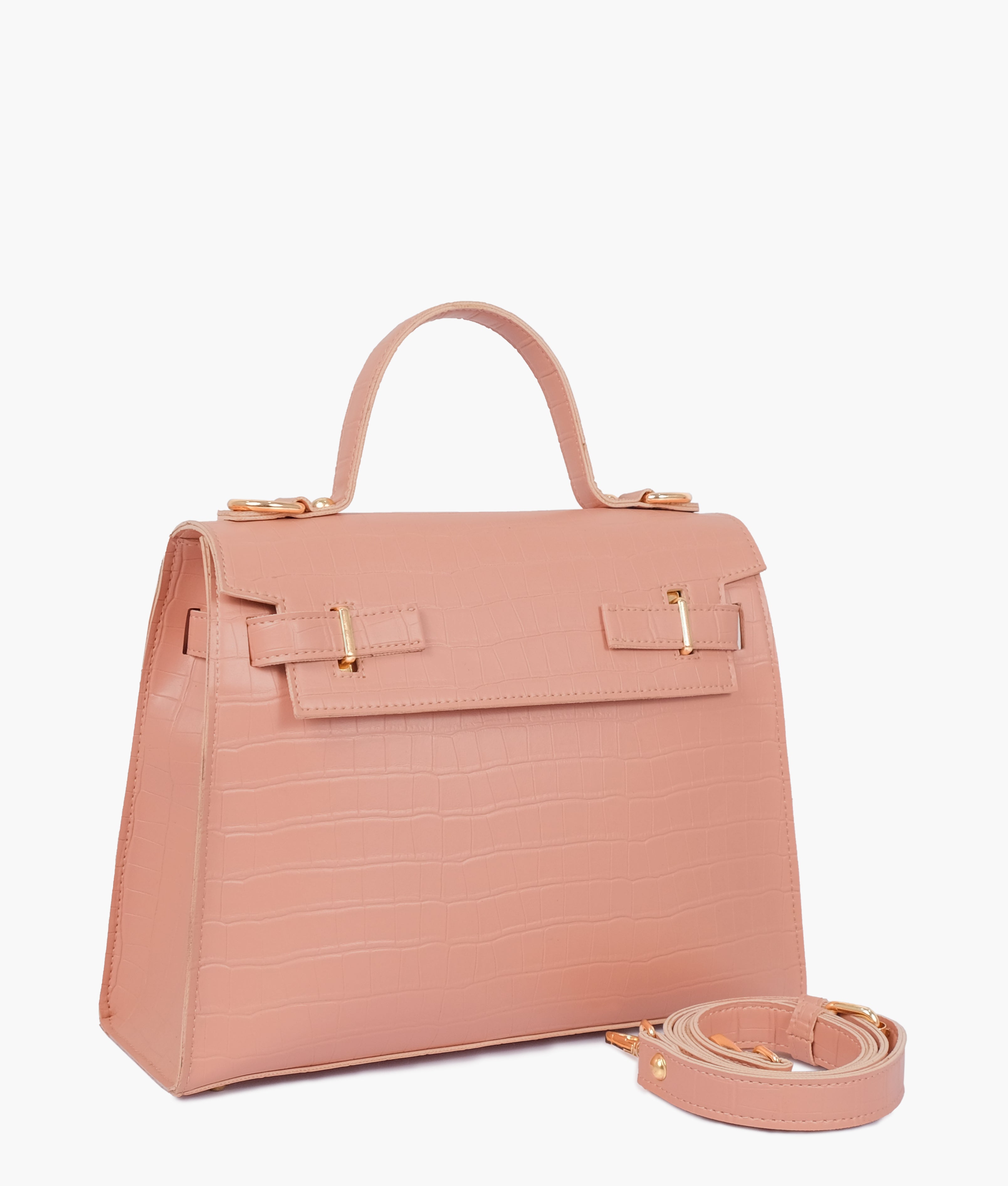RTW Creation - Pink top-handle crocodile mini bag