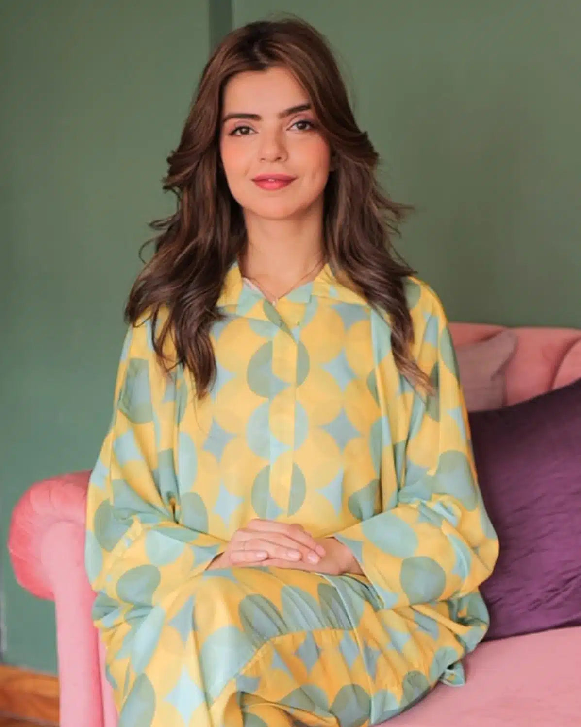 Ayla Studio Stitched PRINTED ESSENTIAL CO-ORD - Warm Mint