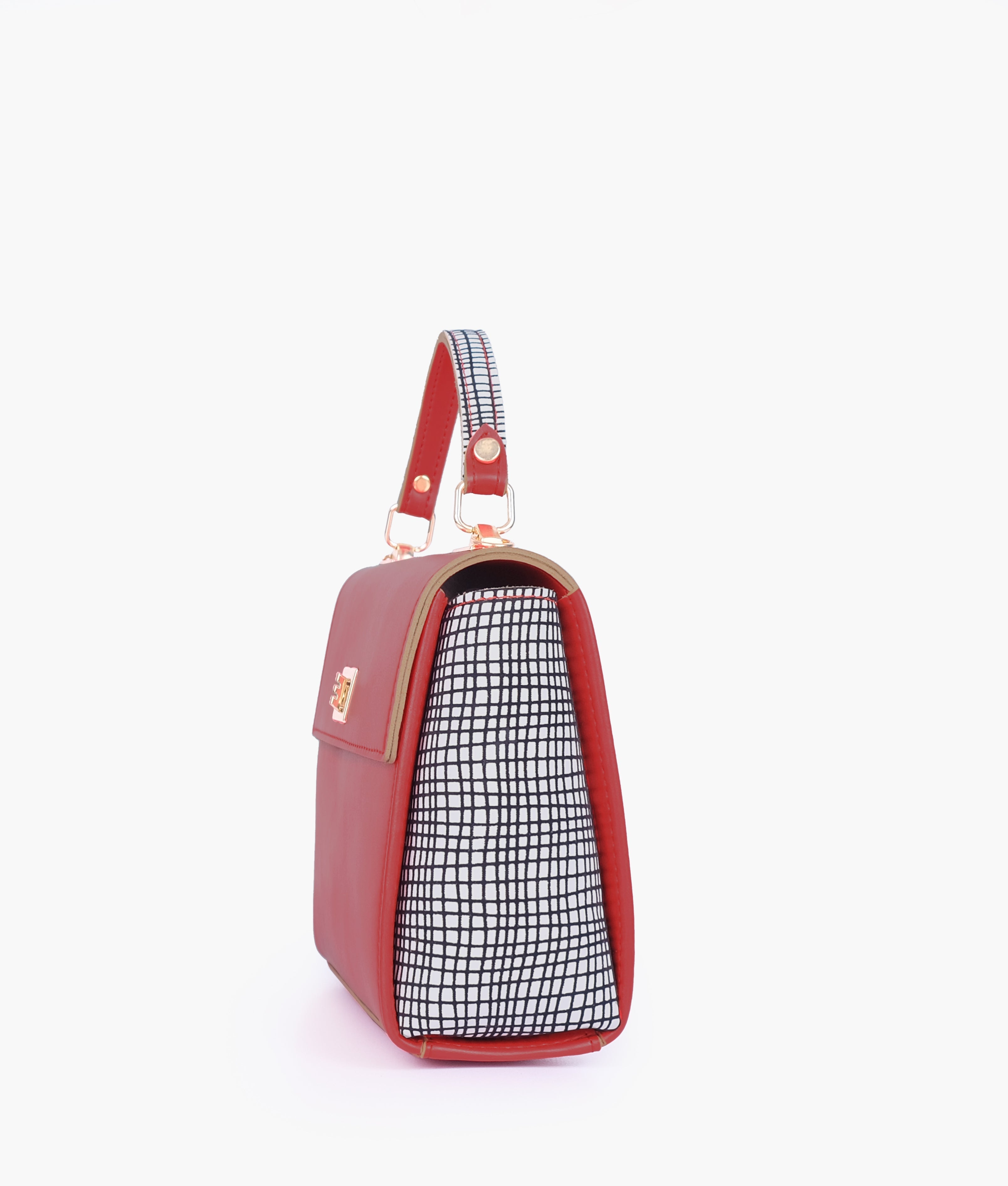 RTW Creation - Red criss-cross top-handle bag
