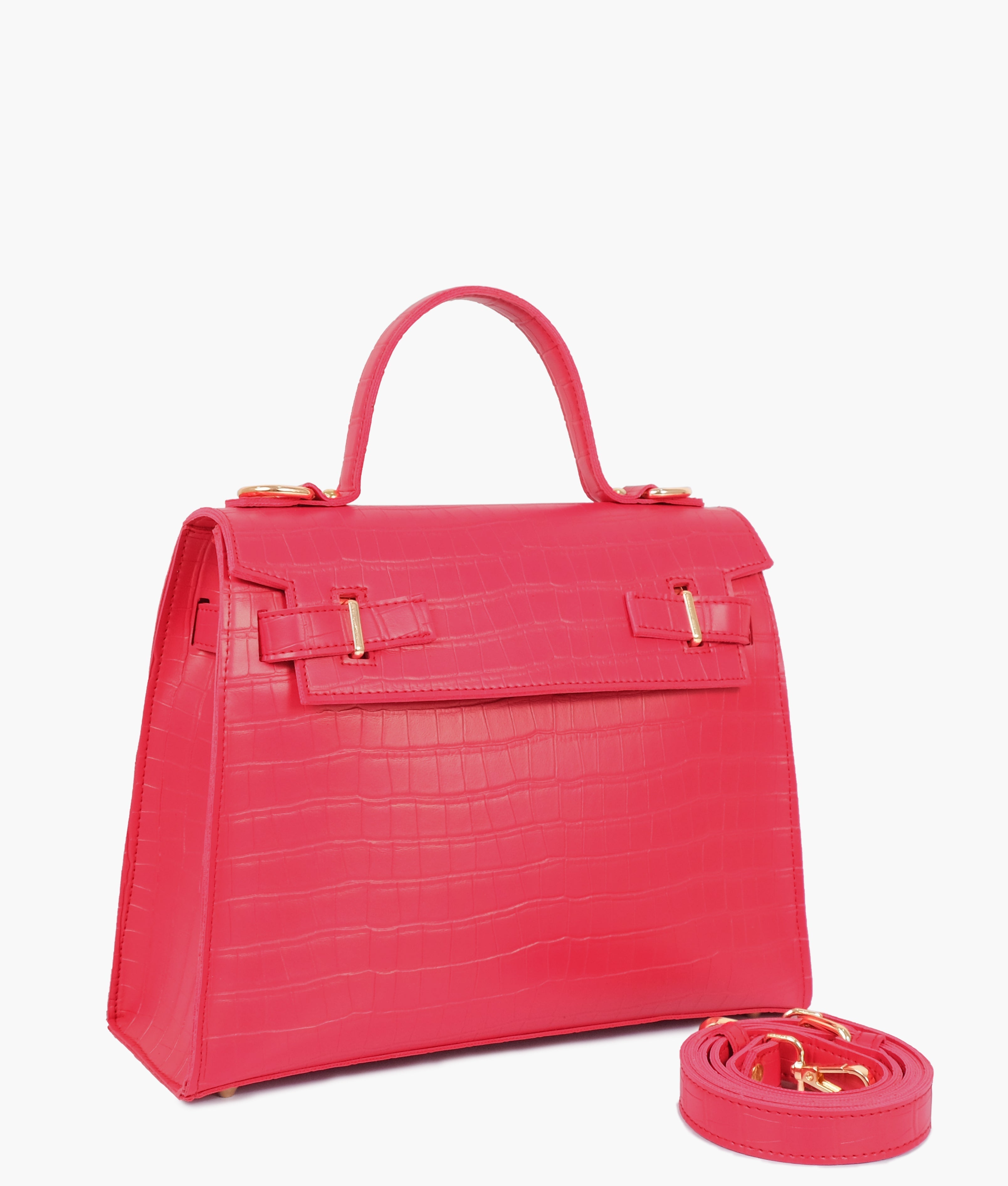 RTW Creation - Red top-handle crocodile mini bag