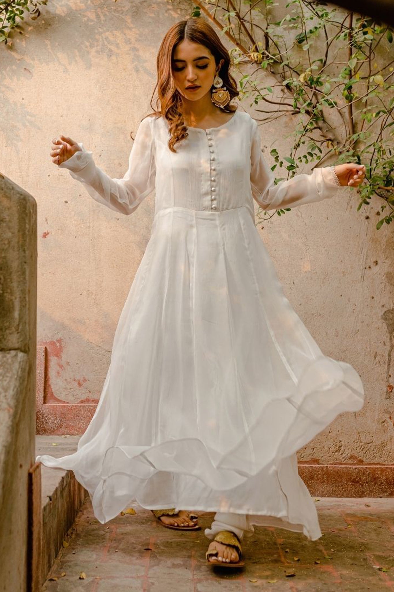 Roshanay By Mannat Clothing Stitched Collection-Deep White Frock