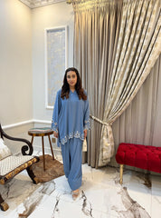 Manahils Stitched Iced Gray Farshi Shalwar