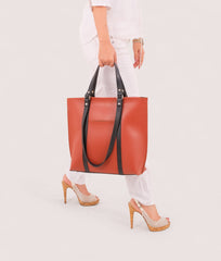 RTW Creation - Rust and black double-handle tote bag