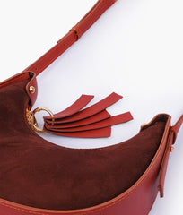 RTW Creation - Rust suede crescent hobo bag