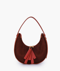 RTW Creation - Rust suede crescent hobo bag