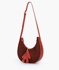 RTW Creation - Rust suede crescent hobo bag