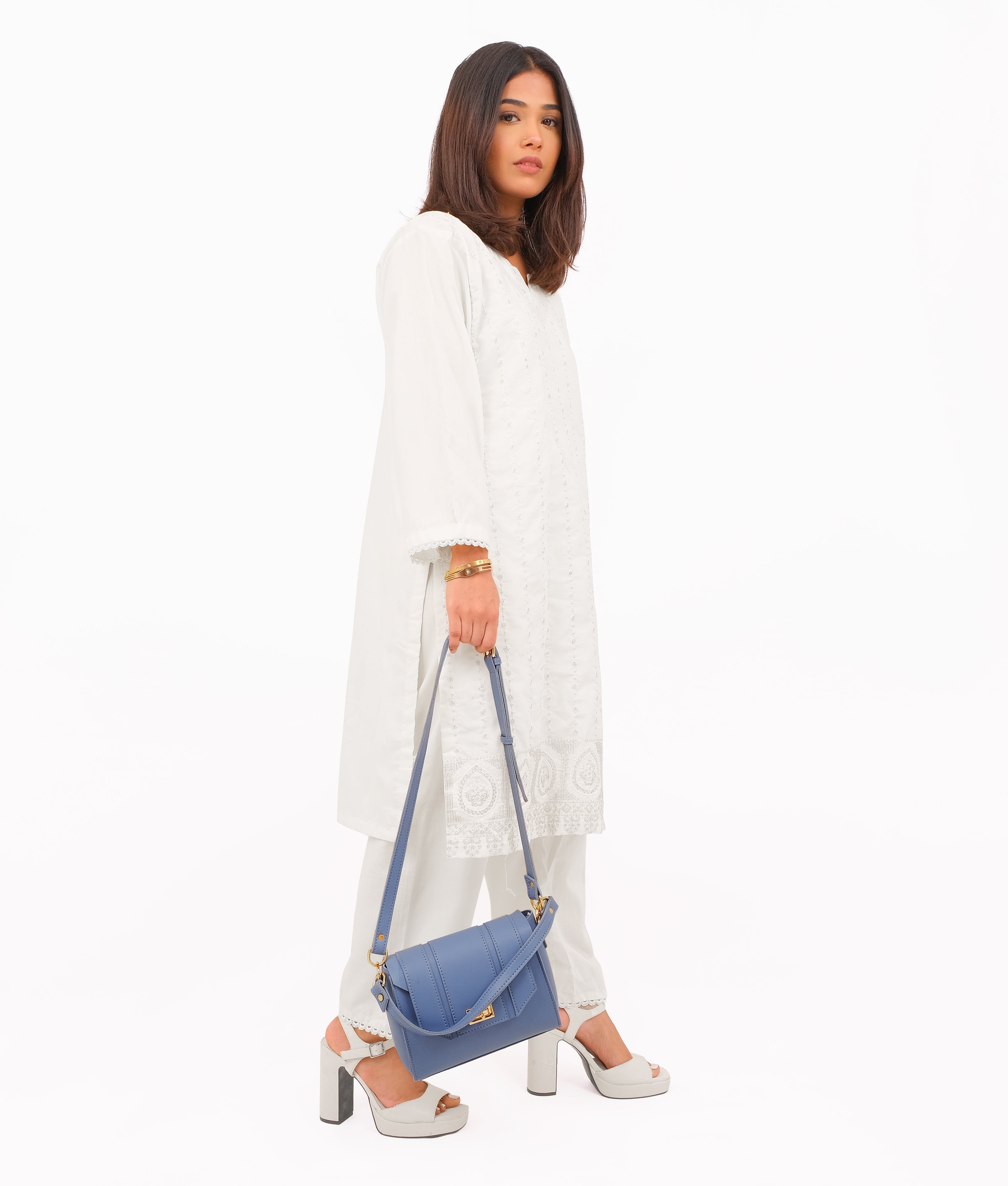 RTW Creation - Sky blue compact top-handle cross-body bag