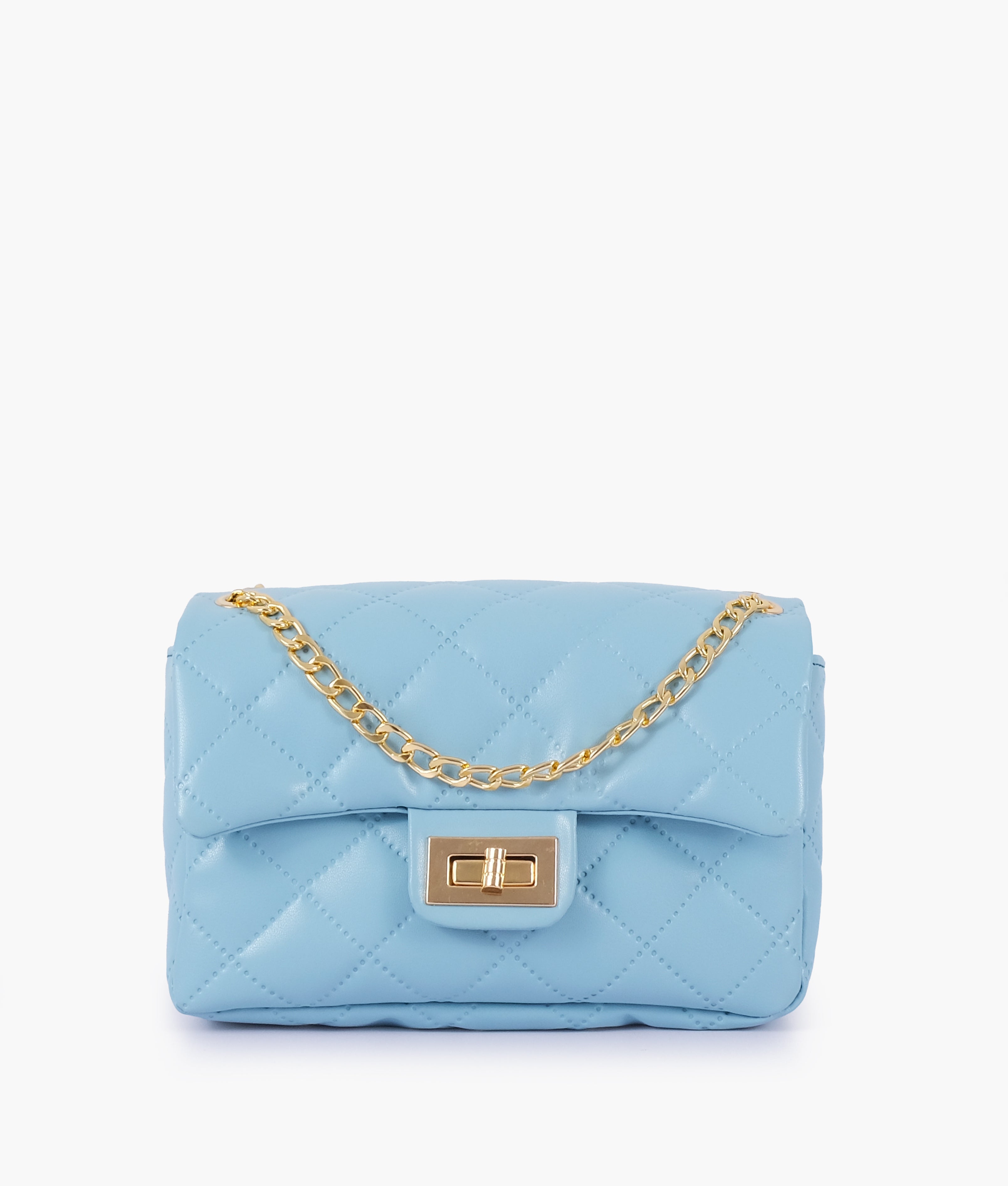 RTW Creation - Sky Blue quilted mini bag with chain