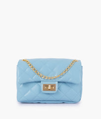 RTW Creation - Sky Blue quilted mini bag with chain