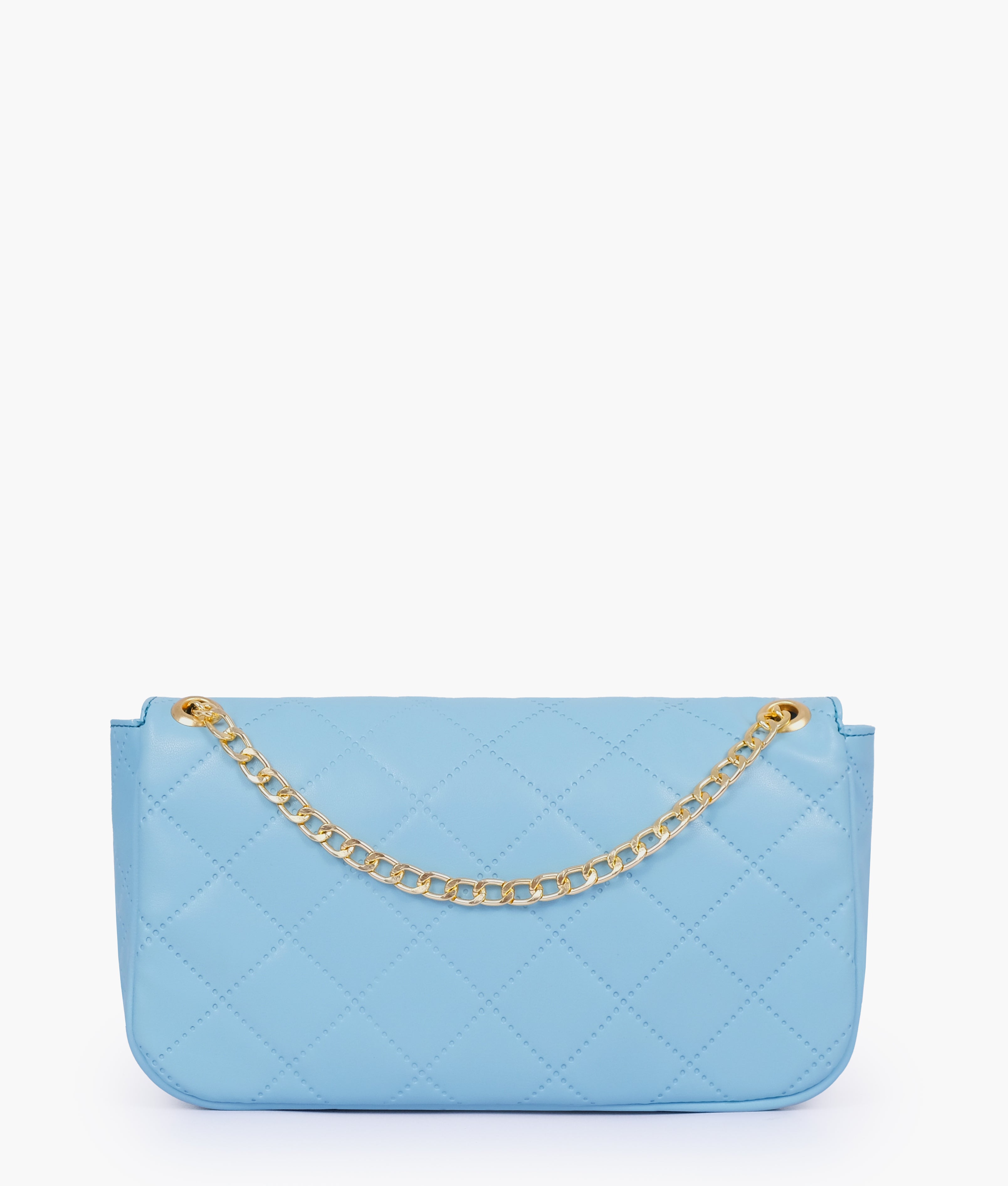 RTW Creation - Sky blue quilted small shoulder bag with chain