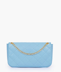 RTW Creation - Sky blue quilted small shoulder bag with chain