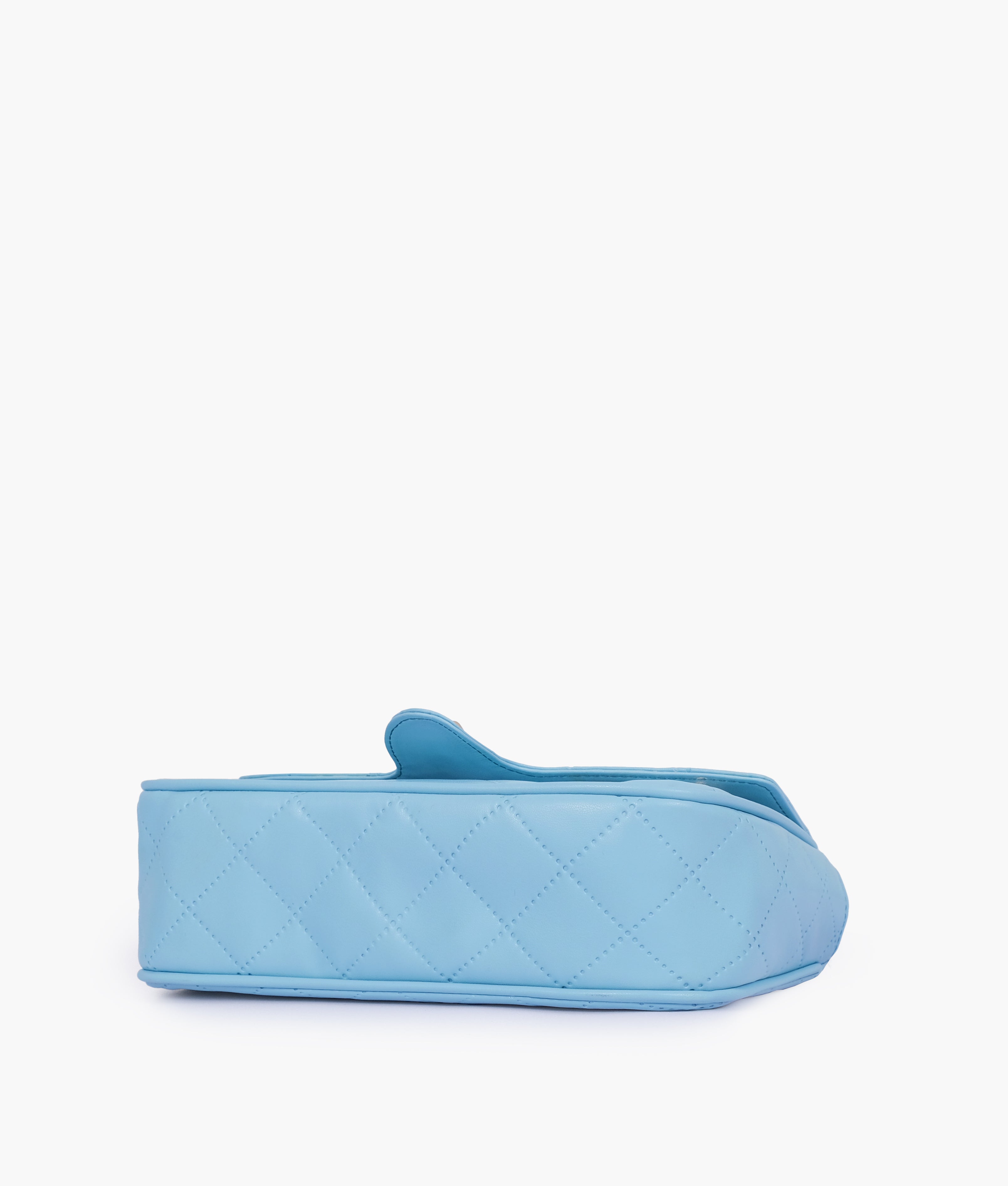RTW Creation - Sky blue quilted small shoulder bag with chain