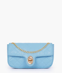 RTW Creation - Sky blue quilted small shoulder bag with chain