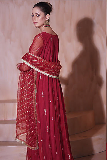 Aayra Stitched Formals Collection'2025-RP397 - Crimson Crown 4 Pc