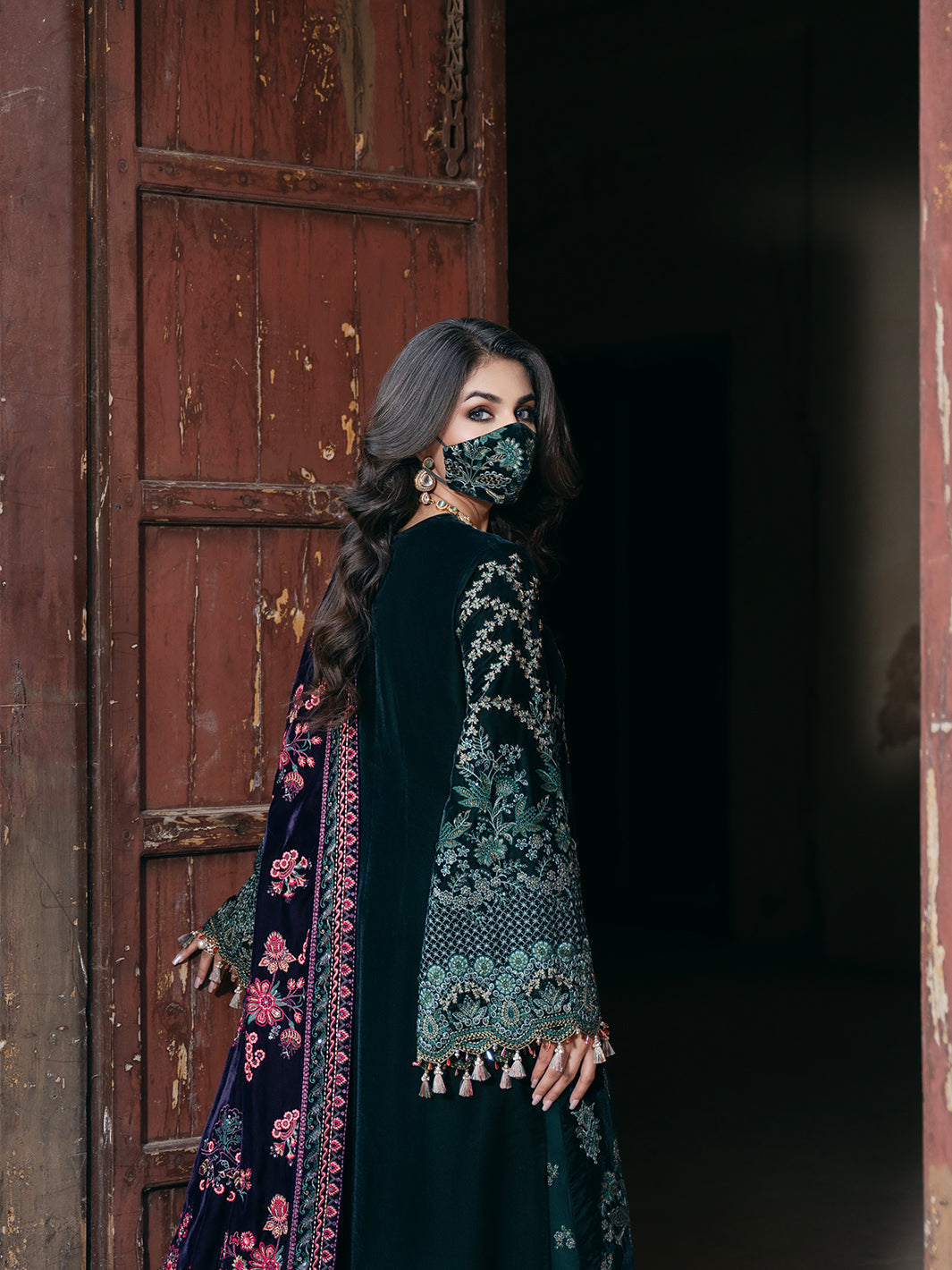 Siara By Flossie Unstitched 3 Piece Formals Velvet Collection'2025-V-102 - A
