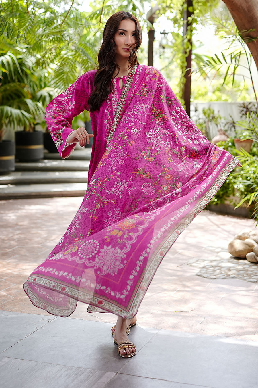 Waniya Stitched 3 Piece Summer Lawn Collection'2025-Pink Sorbet
