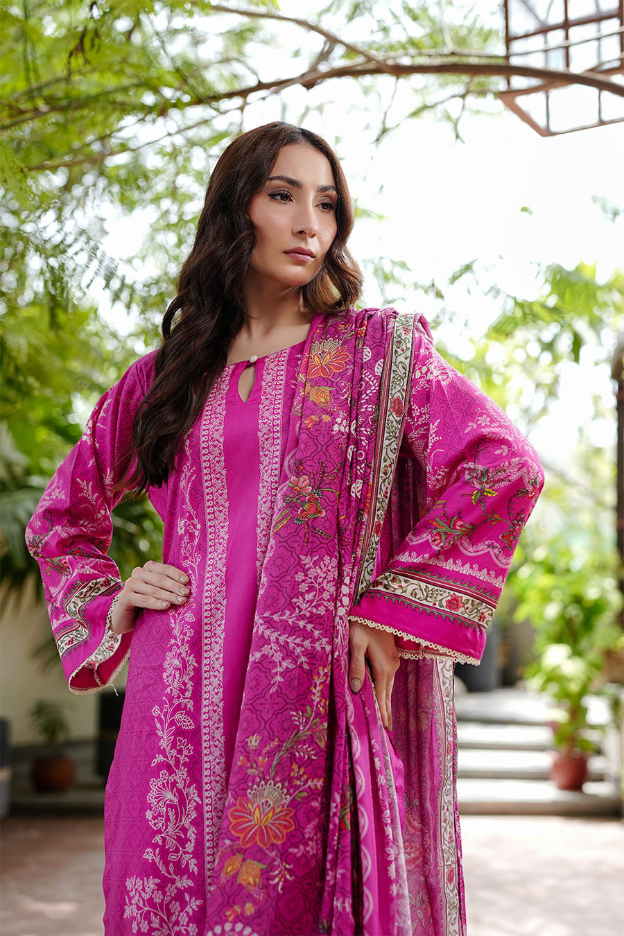 Waniya Stitched 3 Piece Summer Lawn Collection'2025-Pink Sorbet