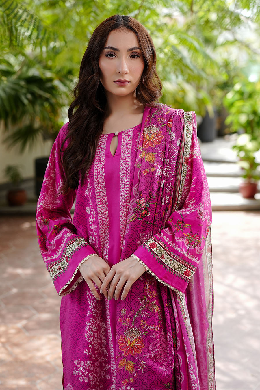 Waniya Stitched 3 Piece Summer Lawn Collection'2025-Pink Sorbet