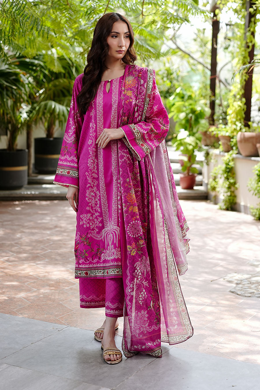 Waniya Stitched 3 Piece Summer Lawn Collection'2025-Pink Sorbet