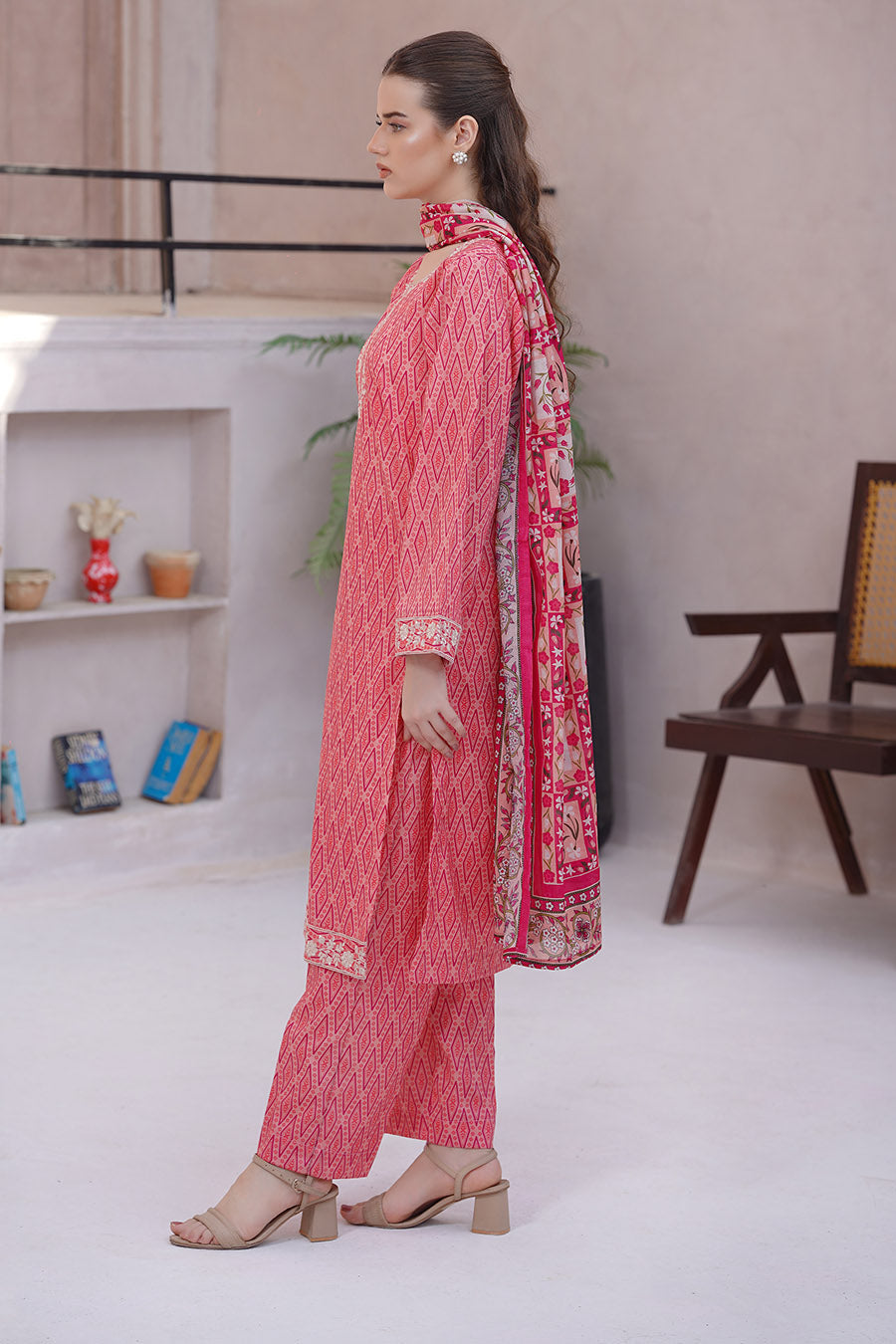 Waniya Stitched 3 Piece Digital Printed & Emb Lawn Collection'2025-EMILIA