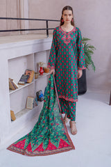 Waniya Stitched 3 Piece Digital Printed & Emb Lawn Collection'2025-LEA
