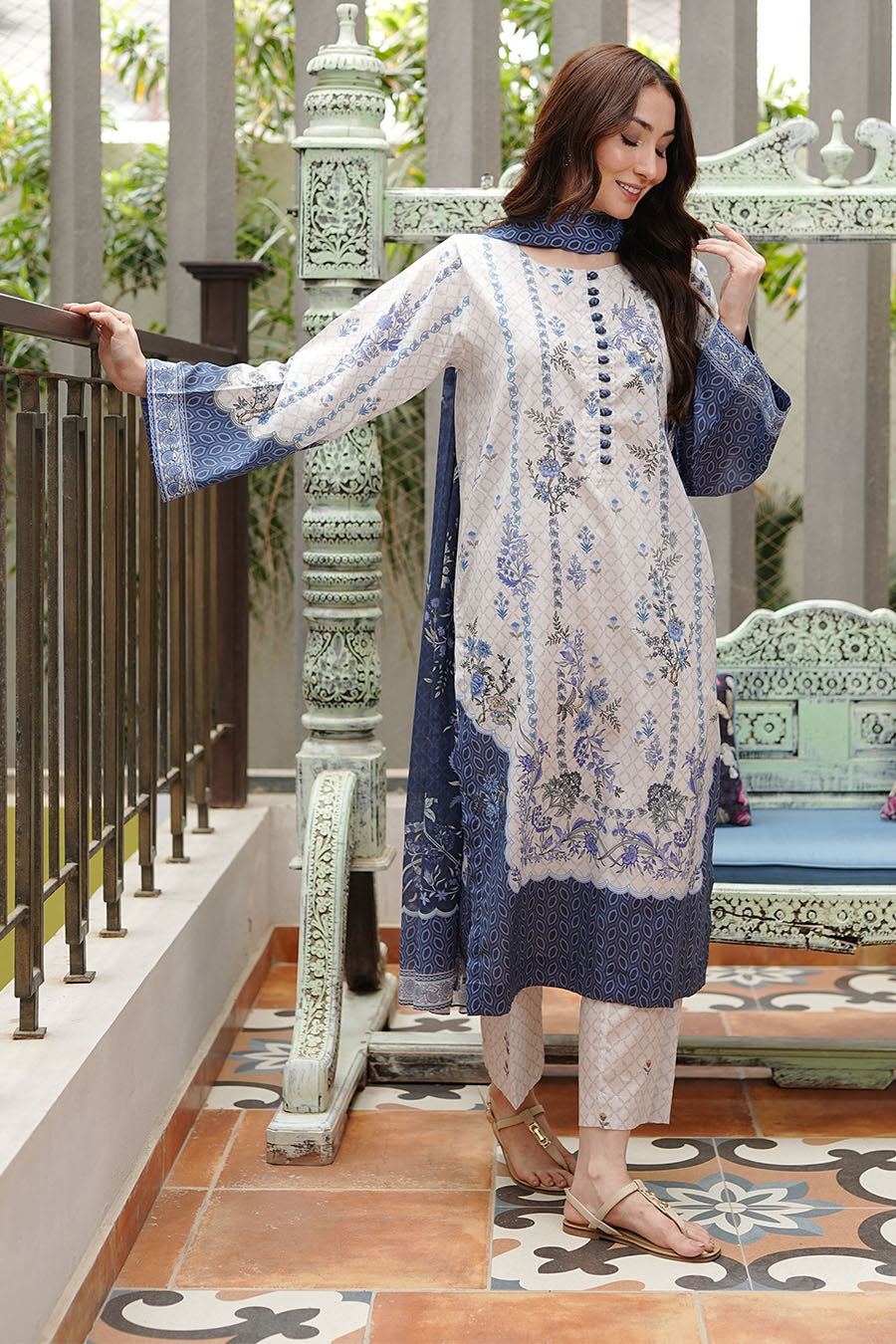 Waniya Stitched 3 Piece Summer Lawn Collection'2025-Blue Reverie