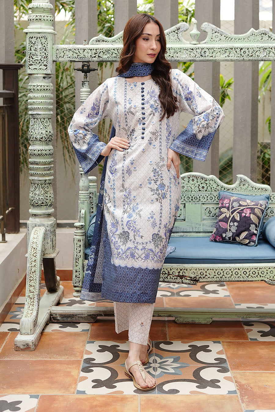 Waniya Stitched 3 Piece Summer Lawn Collection'2025-Blue Reverie